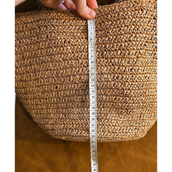 NWT Brown Floral Viral Beaded Handcrafted Made India Woven Tote Shoulder Handbag - Picture 7 of 8